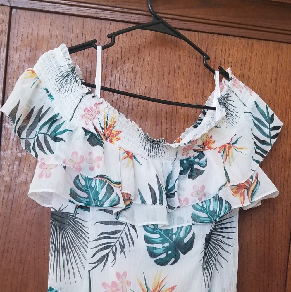 Floral print dress, off the shoulder dress new